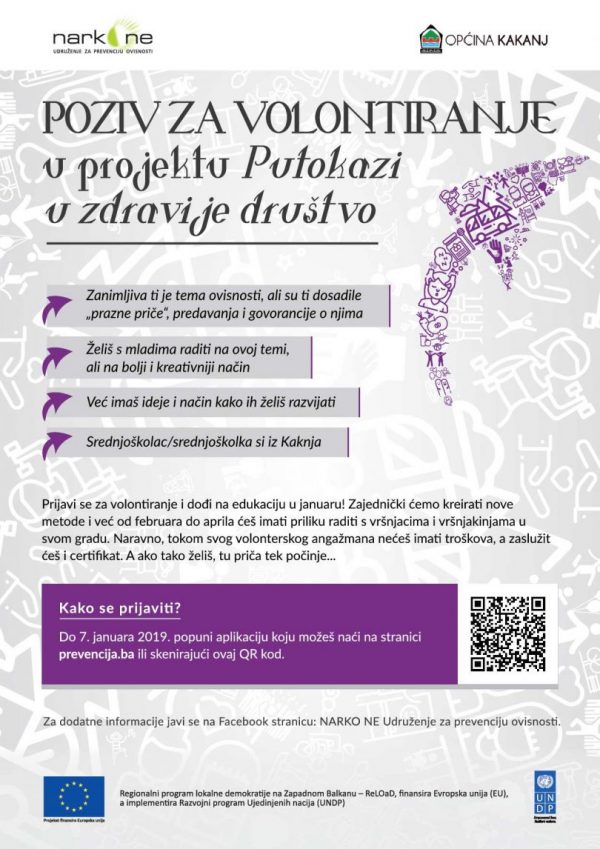 Prijava za volontiranje u projektu “Putokazi u zdravije društvo ...